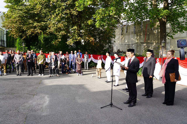 Suasana perayaan HUT RI di Oslo, Sabtu (17/8/2024). Foto: Dok. Istimewa