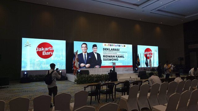 Jelang acara Deklarasi pasangan RK-Suswono dari KIM Plus di Hotel Sultan, Jakpus, Senin (19/8/2024). Foto: Thomas Bosco/kumparan
