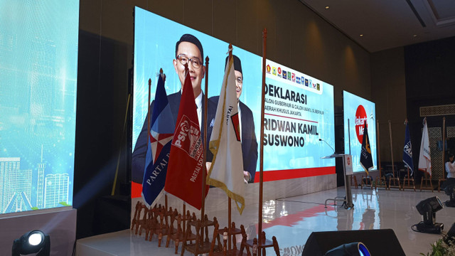 Jelang acara Deklarasi pasangan RK-Suswono dari KIM Plus di Hotel Sultan, Jakpus, Senin (19/8/2024). Foto: Thomas Bosco/kumparan