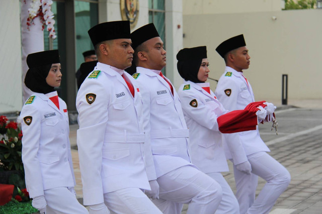 Paskibra saat HUT RI di KBRI Abu Dhabi. Dok. Istimewa