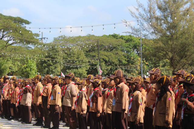 Sebanyak 744 pramuka siaga mengikuti upacara Gelar Kreatifitas Siaga di THP Kenjeran. Sabtu(10/08/2024).