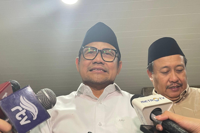 Ketua Umum DPP PKB Muhaimin Iskandar alias Cak Imin, saat ditemui wartawan di rumah dinasnya, di Widya Chandra, Jakarta Selatan, Rabu (21/8/2024). Foto: Fadhil Pramudya/kumparan