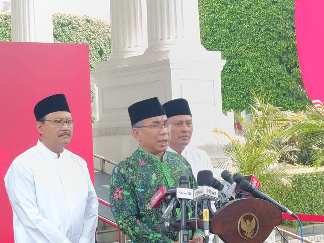 Ketua Umum PBNU, Yahya Cholil Staquf di Istana Negara, Jakarta, Kamis (22/8). Foto: Zamachsyari/kumparam