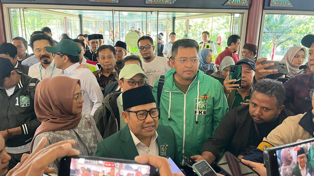 Ketum PKB Muhaimin Iskandar di Bandara Soetta, Selasa (23/8). Foto: Haya Syahira/kumparan