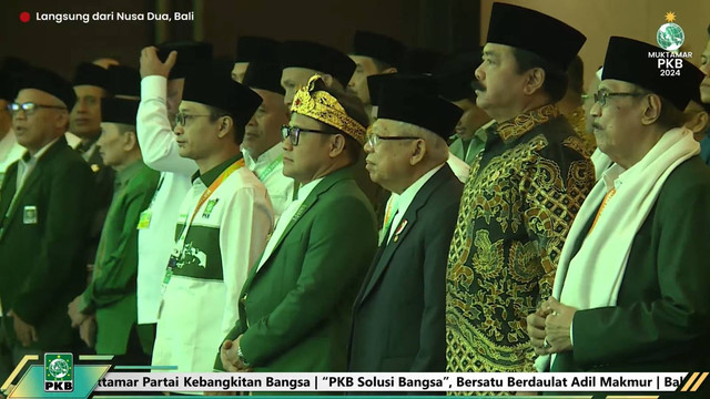 Wakil Presiden, Ma'ruf Amin, menghadiri pembukaan Muktamar Partai Kebangkitan Bangsa, Sabtu (24/8). Foto: Youtube/ DPP PKB