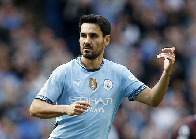 Ilkay Guendogan saat Manchester City vs Ipswich Town dalam laga pekan kedua Liga Inggris 2024/25 di Stadion Etihad pada Sabtu (24/8) malam WIB. Foto: REUTERS/Craig Brough