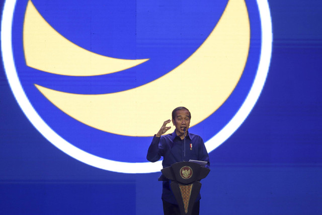 Presiden Jokowi saat pembukaan Kongres III Partai NasDem di JCC Senayan, Jakarta, Minggu (25/8/2024). Foto: Iqbal Firdaus/kumparan