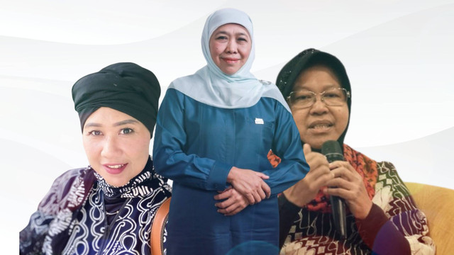 Kolase Tri Risma (kanan), Luluk Nurhamidah (kiri), dan Khofifah. Foto: Dok. kumparan