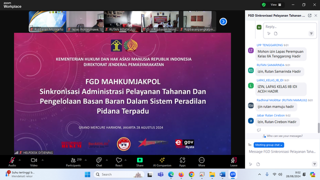 Rupbasan Mojokerto Ikuti Ditjenpas Gelar FGD Sinkronisasi Administrasi Pelayanan Tahanan dan Pengelolaan Basan Baran