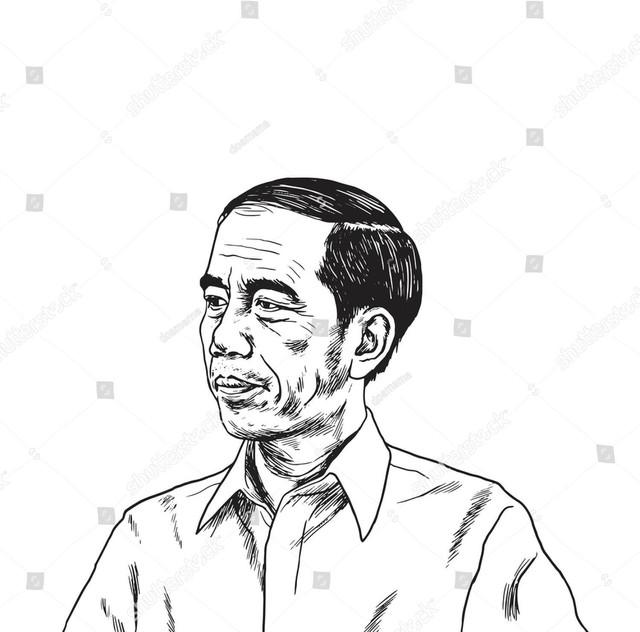 Ilustrasi presiden jokowi. Foto:www.shutterstock.com/id/image-vector/jokowi-joko-widodo-portrait-drawing-may