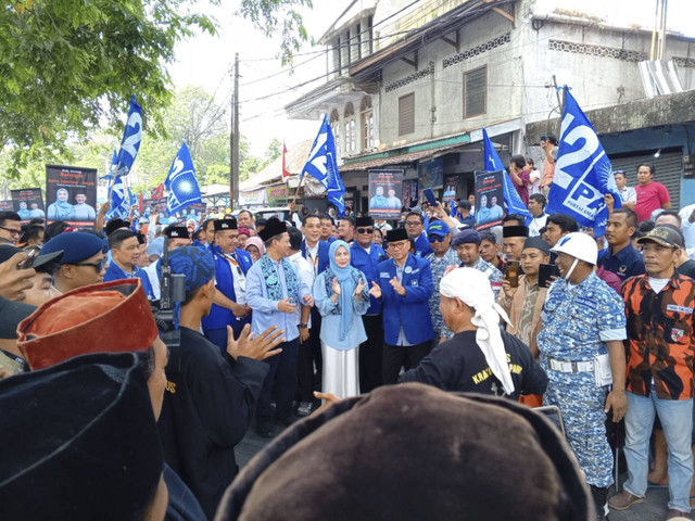 Ratu Zakiyah, istri Wakil Ketua Umum (Waketum) PAN Yandri Susanto, daftar PIlbup Serang bareng Najib Hamas di KPU Serang, Kamis (29/8/2024). Foto: kumparan