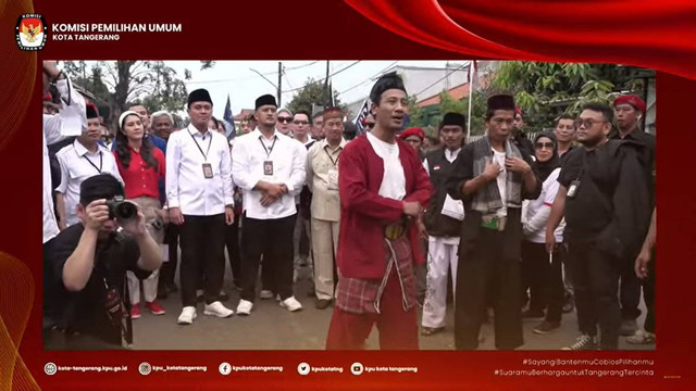 Faldo Maldini dan Muhammad Fadlin Akbar mendaftar sebagai calon Wali Kota dan Wakil Wali Kota Tangerang.  Foto: YouTube KPU Tangerang