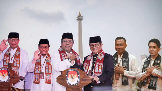 Kolase Pramono Anung-Rano Karno, Ridwan Kamil-Suswono, Dharma Pongrekun-Kun Wardana. Foto: kumparan