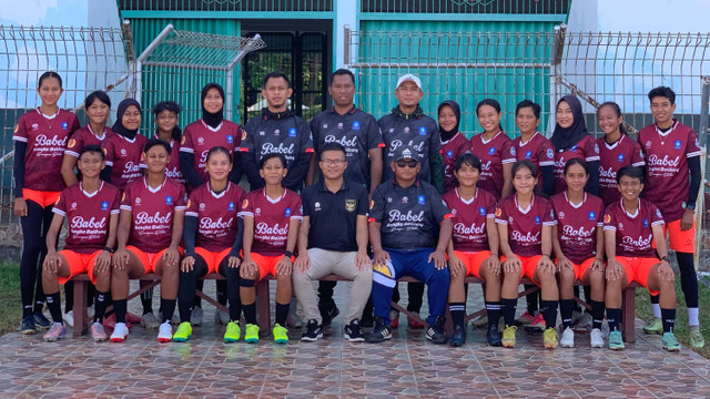 Tim sepak bola wanita PON Bangka Belitung. Foto: Fila Hadianto