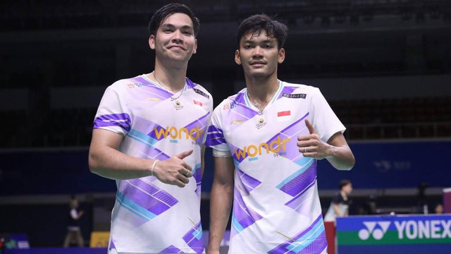 Daniel Marthin dan Muhammad Shohibul Fikri di Korea Open 2024. Foto: PBSI