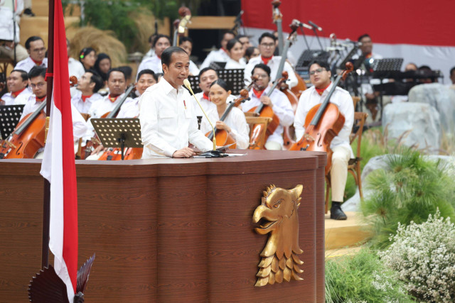 Pidato Presiden Joko Widodo di Rapimnas Gerindra, Indonesia Arena, Sabtu (31/8) Foto: Dok: Istimewa 