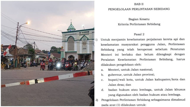 Perlintasan kereta api di Kampung Baru dan aturan kriteria perlintasan sebidang.| Foto: Bella Sardio/Lampung Geh