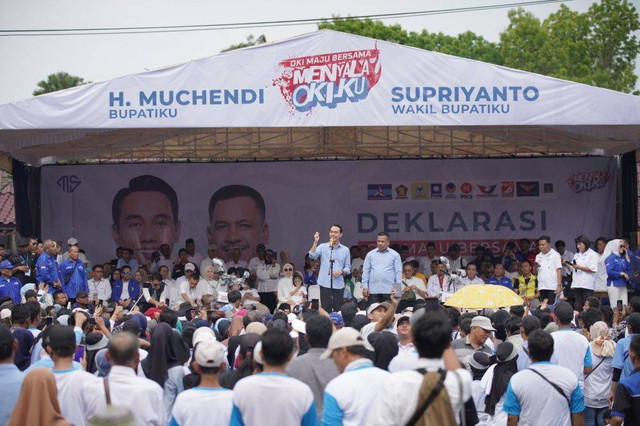 Muchendi-Supriyanto saat deklarasikan dihadapan warga OKI, Foto : Ist