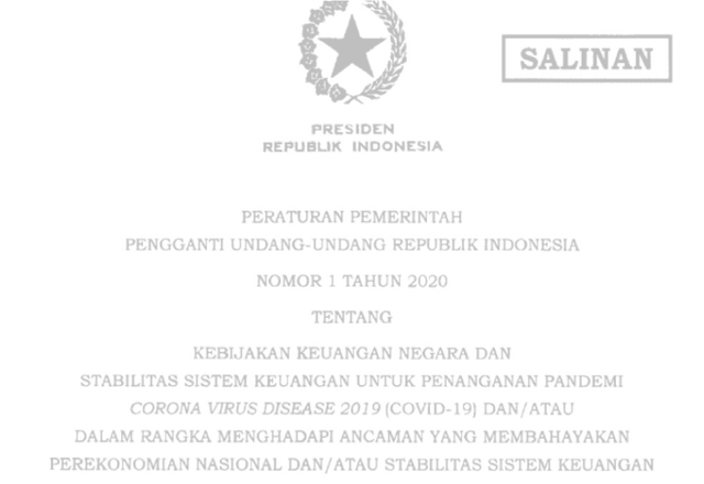 Pandemi Covid-19 dan Perppu Nomor 1 Tahun 2020, Sebuah Tinjauan Yuridis