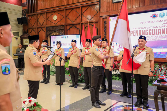 Pelantikan pengurus Majelis Pembimbing (MABI) dan Pimpinan SAKA Pramuka Rintisan Penanggulangan Bencana Jawa Timur masa bakti 2024-2025.