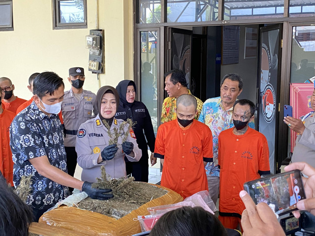 Konferensi pers pengungkapan kasus peredaran ganja di Mapolda DIY, Jumat (6/9). Foto: Resti Damayanti/Pandangan Jogja