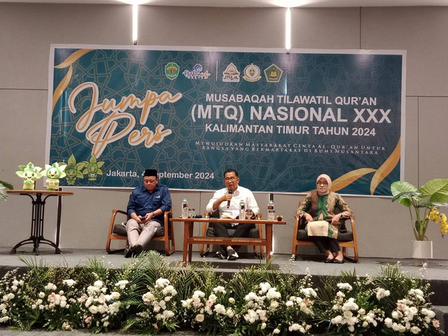 Jumpa pers dalam rangkaian Musabaqah Tilawatil Quran atau MTQ Nasional XXX 2024 di Samarinda Kalimantan Timur. (Foto: Istimewa)