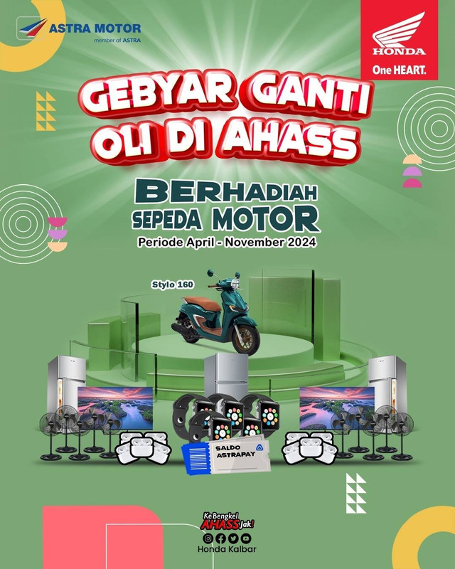 Gebyar ganti oli di AHASS dan menangkan undian satu unit Honda Stylo 160. Foto: Dok. Astra Motor Kalbar