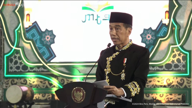 Presiden Jokowi meresmikan Pembukaan MTQ Tingkat Nasional XXX Tahun 2024 di Samarinda, Minggu (8/9/2024). Foto: YouTube/Sekretariat Presiden