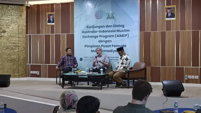 Suasana kunjungan dan diskusi dari Australia-Indonesia Muslim Exchange Program (AIMEP) di kawasan Gedung PP Muhammadiyah, Menteng, Jakarta Pusat, Rabu (11/9/2024). Foto: Fadlan Nuril Fahmi/kumparan