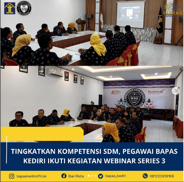 Tingkatkan Kualitas SDM, Pegawai Bapas Kediri Ikuti Kegiatan Webinar Series 3