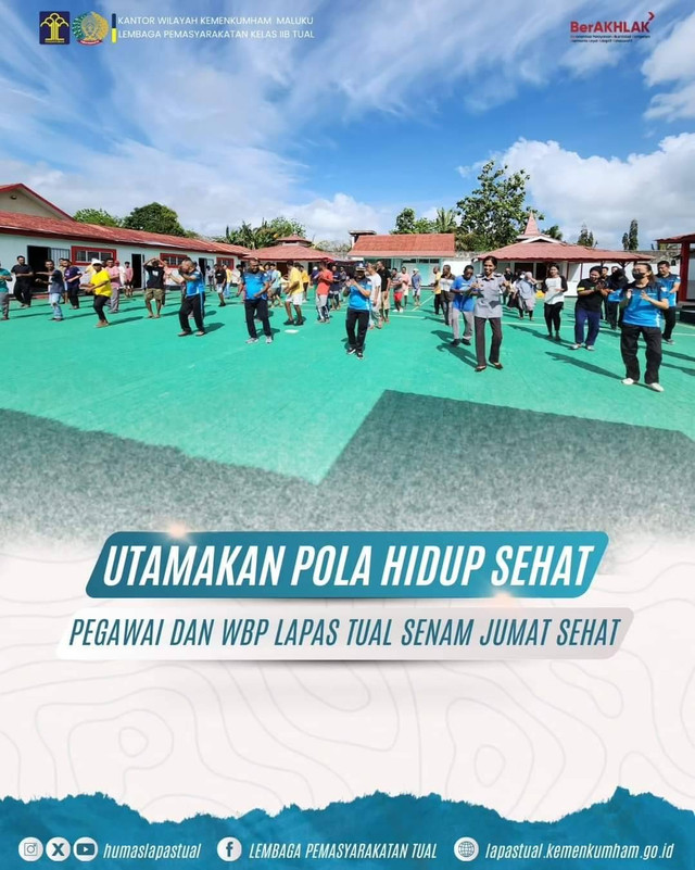 Utamakan Pola Hidup Sehat, Pegawai dan WBP Lapas Tual Senam Jumat Sehat