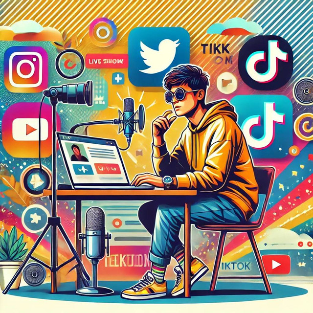 Ilustrasi seorang Influencer sedang berinteraksi dengan pengikutnya/ canva.com