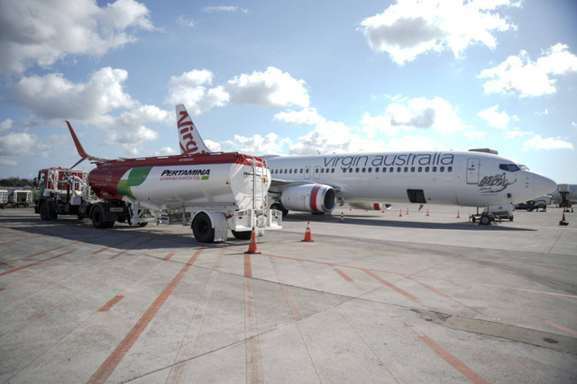 Seremoni "First International Uplift" pada perhelatan Bali International Airshow di Bandara Internasional I Gusti Ngurah Rai, Rabu (18/9/2024). Foto: Dok. Pertamina