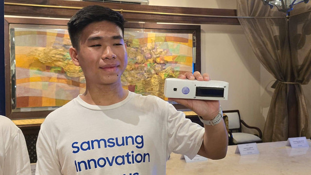 Perangkat Daely berbasis teknologi AI dan IoT yang dikembangkan mahasiswa Binus, dalam kompetisi Samsung Innovation Campus Batch 5. Foto: Aditya Panji/kumparan