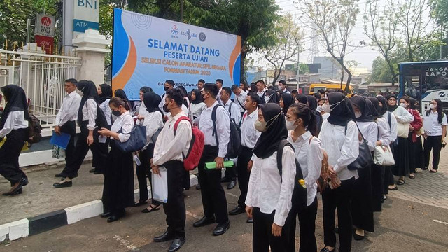  Pelaksanaan Tes Seleksi Kompetensi Dasar (SKD) CPNS Kejaksaan Agung di Kantor Pusat Badan Kepegawaian Negara (BKN) Jakarta, Kamis (9/11/2023). Foto: Akbar Maulana/kumparan