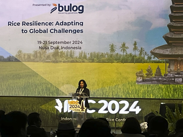 Direktur Transformasi dan Hubungan Kelembagaan Bulog, Sonya Mamoriska Harahap di acara Indonesia International Rice Conference (IIRC) di Nusa Dua, Bali, Kamis (19/9/2024). Foto: Widya Islamiati/kumparan