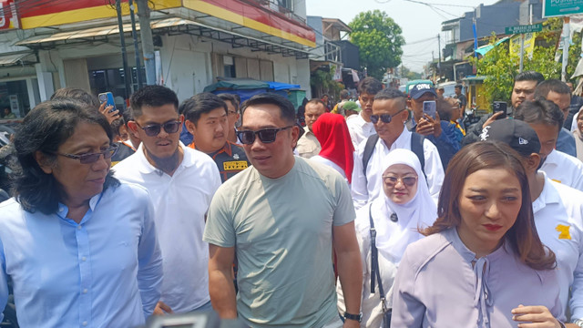 Bacagub Jakarta Ridwan Kamil datang ke Warakas, Jakarta Utara, Jumat (20/9/2024). Foto: Thomas Bosco/kumparan