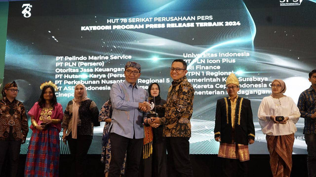 BRI Finance meraih penghargaan dalam kategori Media Relations Awards (MRA) 2024 sub kategori Press Release dalam ajang Penghargaan 78th Serikat Perusahaan Pers (SPS). Foto: BRI Finance