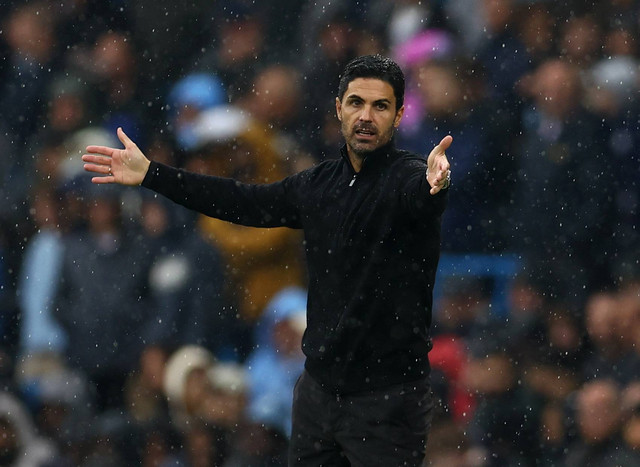 Ekspresi Mikel Arteta saat Man City vs Arsenal dalam lanjutan Liga Inggris 2024/25 di Stadion Etihad, Manchester, Inggris, Minggu (22/9/2024). Foto: Molly Darlington/REUTERS