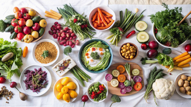 Serat Dalam Berbagai Makanan (sumber: https://www.shutterstock.com/image-photo/assortment-fresh-vegetables-fruits-arranged-on-2503126217)