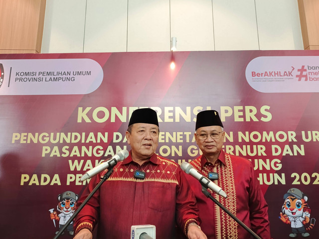 Pasangan calon gubernur dan wakil gubernur Lampung Arinal Djunaidi dan Sutono (Ardjuno) | Foto : Eka Febriani /Lampung Geh