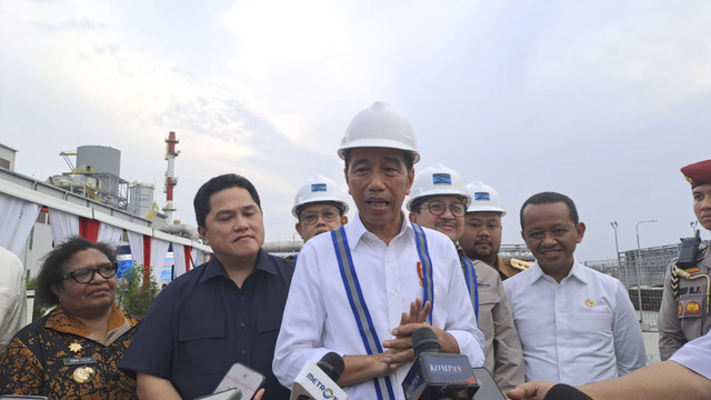 Presiden Joko Widodo (Jokowi) dalam acara peresmian produksi smelter PT Freeport Indonesia di Gresik, Jawa Timur, Senin (23/9/2024). Foto: Achmad Ghifari/kumparan