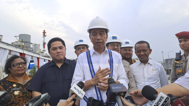 Presiden Joko Widodo (Jokowi) dalam acara peresmian produksi smelter PT Freeport Indonesia di Gresik, Jawa Timur, Senin (23/9/2024). Foto: Achmad Ghifari/kumparan