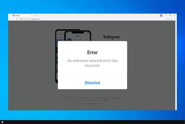 Ilustrasi An Unexpected Error Has Occurred Instagram. Foto: Windows Report 