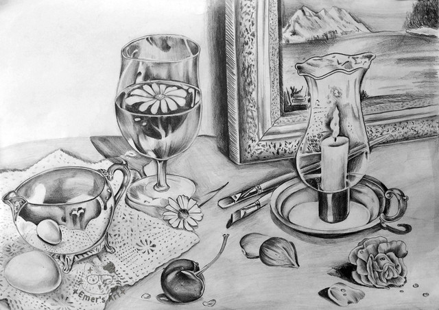 Gambar Teknik Arsir Still Life (Sumber: Emerlin Chandra)