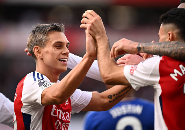 Arsenal vs Leicester City di Liga Inggris. Foto: Dylan Martinez/REUTERS