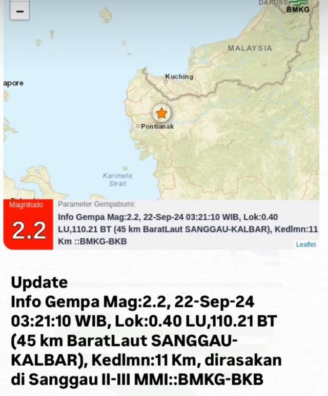 Gempa yang terjadi di Sanggau, BMKG imbau warga tidak panik dan tetap tenang. Foto: Dok, Instagram BMKG Kalbar