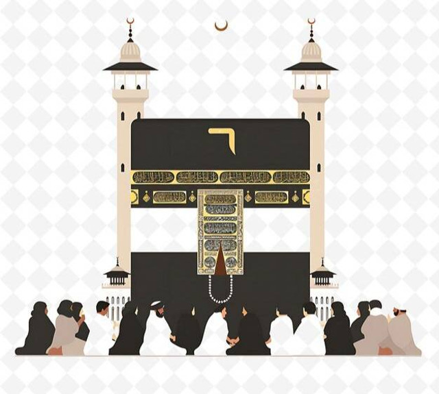 ilustrasi orang sedang berdoa di ka'bah/ shutterstock