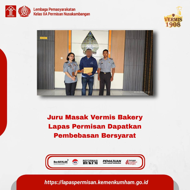 Juru Masak Vermis Bakery Lapas Permisan Dapatkan Pembebasan Bersyarat