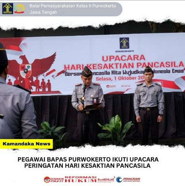 Pegawai Bapas Purwokerto Ikuti Upacara Peringatan Hari Kesaktian Pancasila